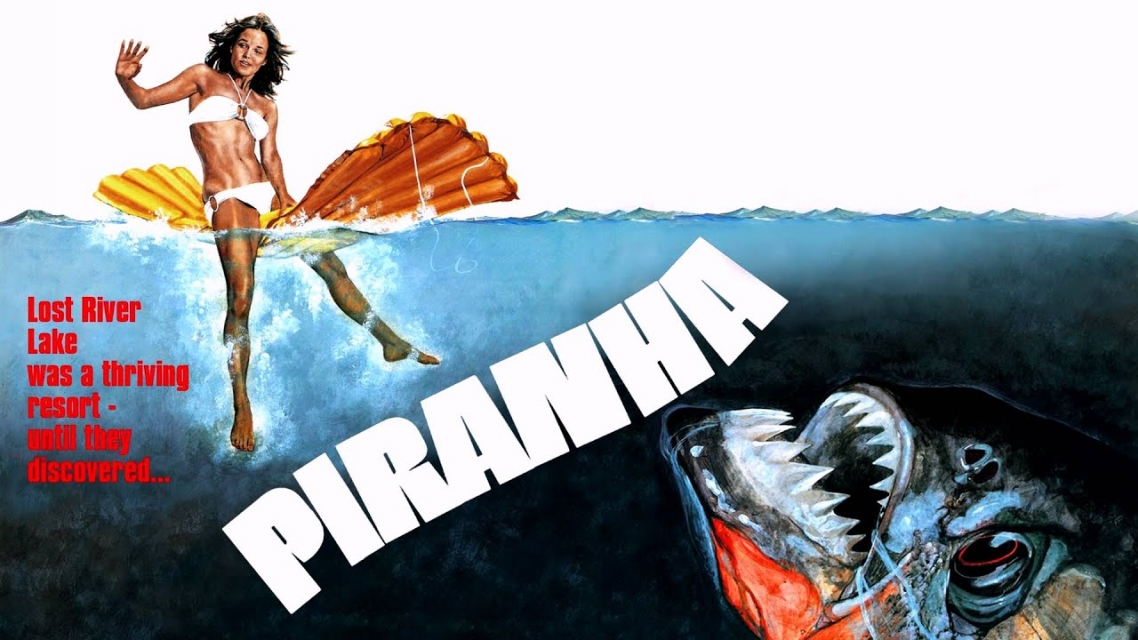 Poster for the movie "Piranha" (1978) — a cheap version of "Jaws" Poster for the movie "Piranha" (1978) — a cheap version of "Jaws"